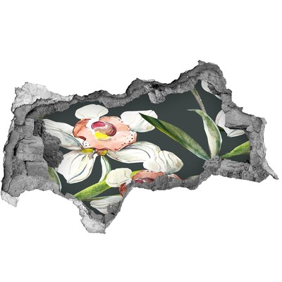 Nálepka diera na stenu betón Kvety v betóne