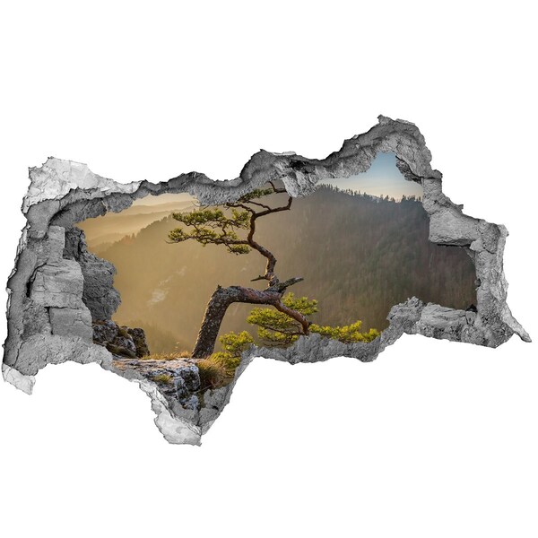 Nálepka fototapeta 3D výhľad Horská krajina so stromom