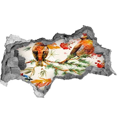 Nálepka 3D diera samolepiaca Vtáky v lesnej krajine