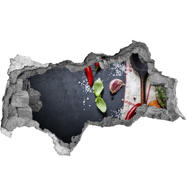 Nálepka 3D diera na stenu Kuchyňa plná chutí