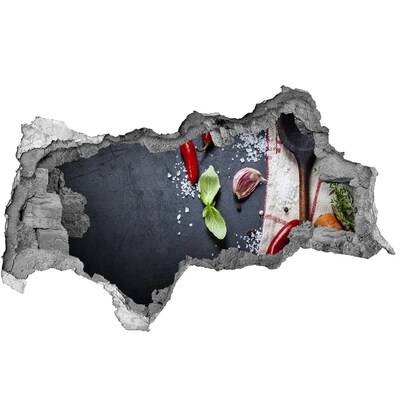 Nálepka 3D diera na stenu Kuchyňa plná chutí