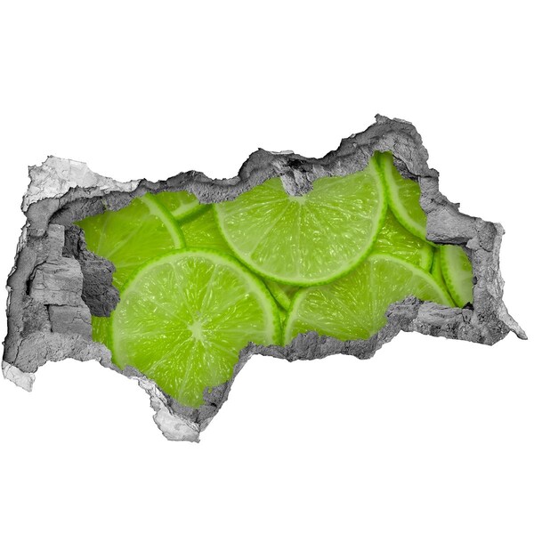 Nálepka 3D diera na stenu betón Citrónový raj