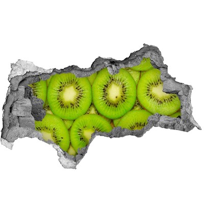 Nálepka 3D diera na stenu Kúsky kivi v stene