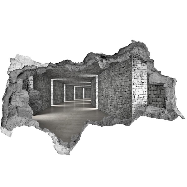 Diera 3D fototapeta nálepka Zrúcaná stena s výhľadom na prázdny priestor