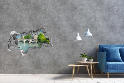 Fototapeta diera na stenu 3D Pohľad na Paríž cez dieru v stene