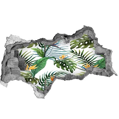 Nálepka 3D diera betón Tropický raj za múrom