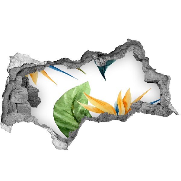 Nálepka 3D diera na stenu Tropický raj za múrom