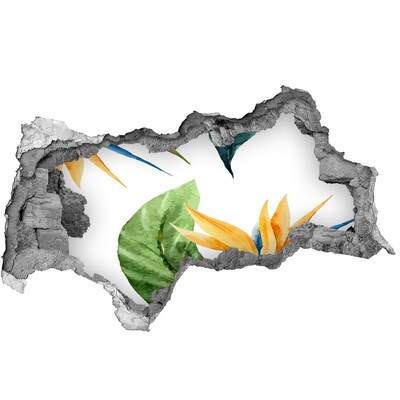 Nálepka 3D diera na stenu Tropický raj za múrom