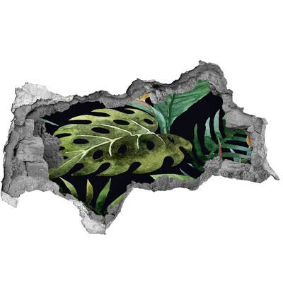 Nálepka 3D diera na stenu Tropická džungľa za múrom