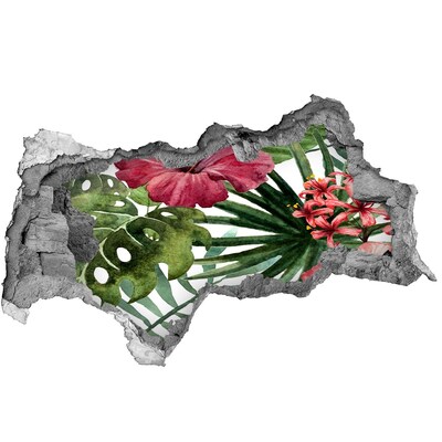 Nálepka 3D diera na stenu Tropická záhrada s dierou v stene