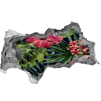 Nálepka 3D diera na stenu Tropický raj za múrom