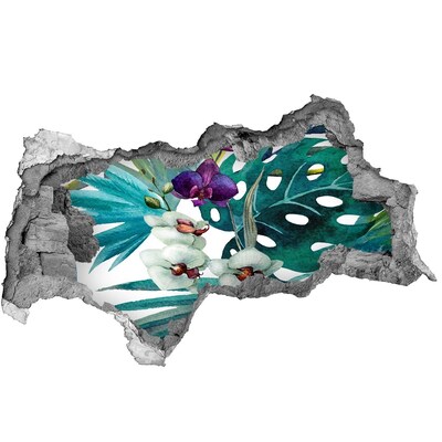 Nálepka 3D diera na stenu Tropická záhrada s dierou v stene