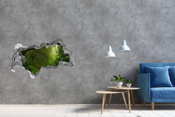 Nálepka fototapeta 3D výhľad Zelený les s lesným chodníkom