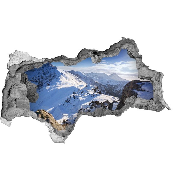 Nálepka fototapeta 3D Horská krajina v zimnej scenérii