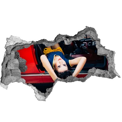 Fotoobraz diera na stenu Žena v aute