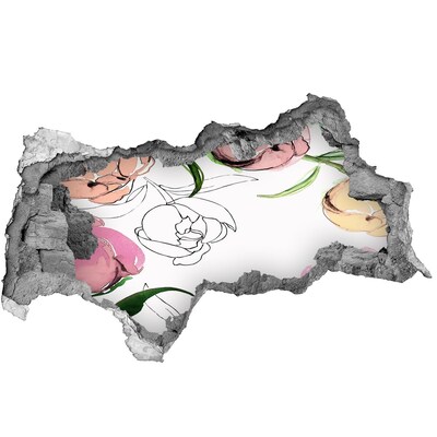 Nálepka 3D diera na stenu Kvetinová nástenná maľba za poškodenou stenou