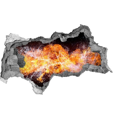 Diera 3D fototapeta nálepka Oheň v diere v stene