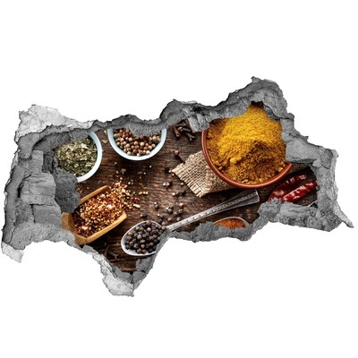 Nálepka 3D diera betón Kuchynské korenie