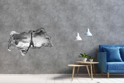 Fototapeta diera na stenu 3D Eiffelova veža v monochromatickom štýle