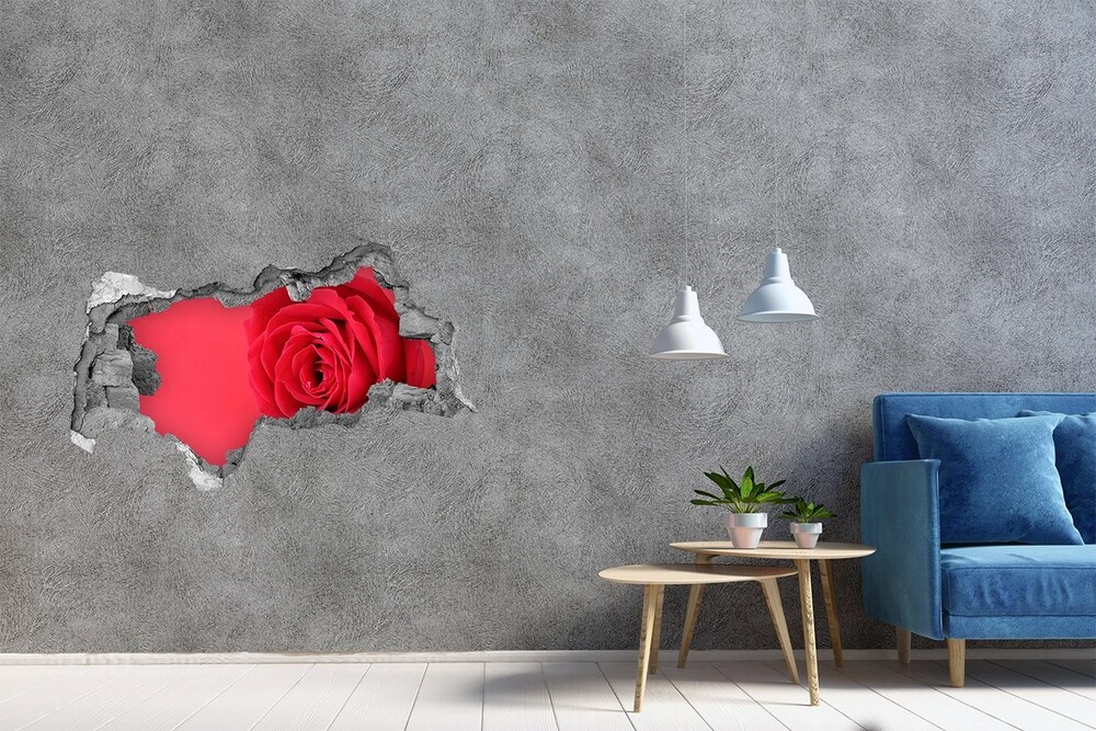 Diera 3D fototapeta na stenu Červená ruža