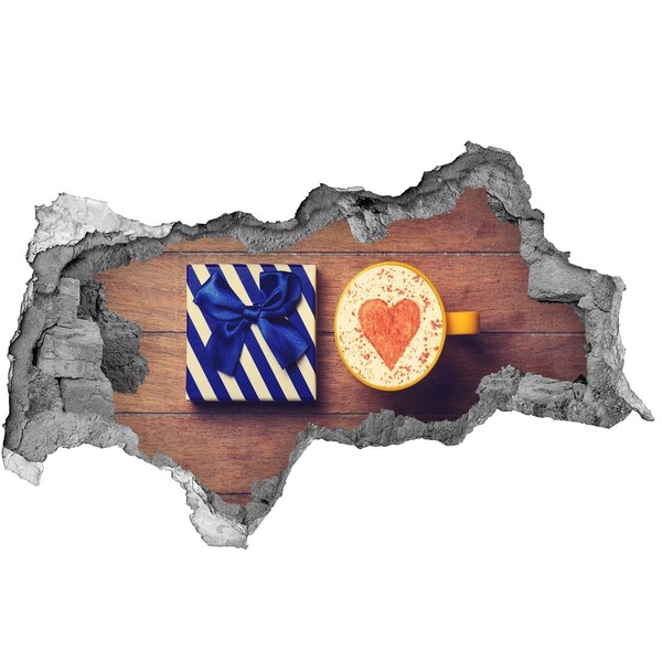 Samolepiaca nálepka betón Darček ku káve so srdcom