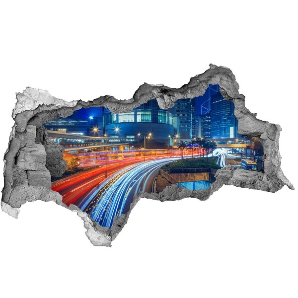 Fototapeta diera na stenu 3D Moderné mesto v noci