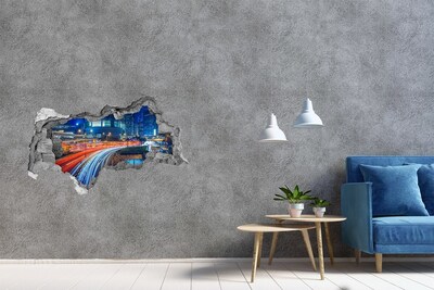 Fototapeta diera na stenu 3D Moderné mesto v noci