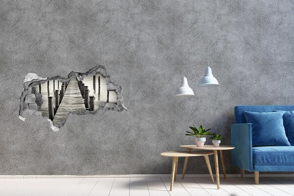 Nálepka fototapeta 3D výhľad Drevený most cez vodu