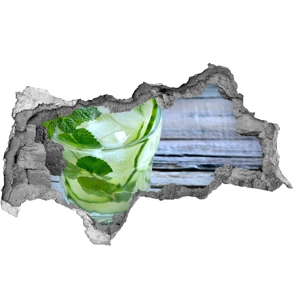 Samolepiaca nálepka betón Osviežujúci koktail na pozadí drevenej terasy