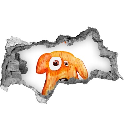 Diera 3D fototapeta na stenu nálepka Pes v diere v stene