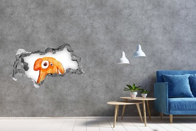 Diera 3D fototapeta na stenu nálepka Pes v diere v stene