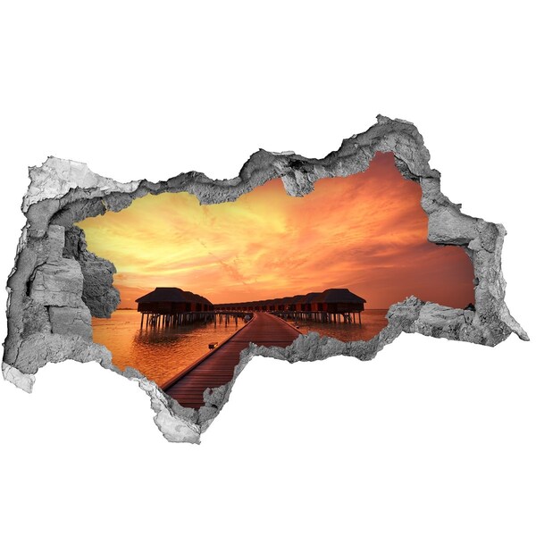 Nálepka fototapeta 3D Bungalovy maledivy