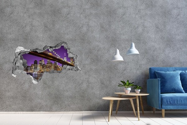 Fototapeta diera na stenu 3D Brooklynský most v noci