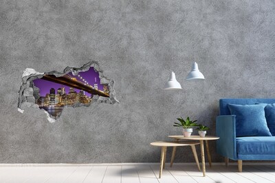 Fototapeta diera na stenu 3D Brooklynský most v noci