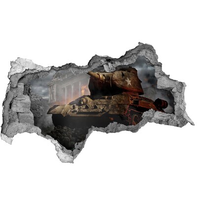 Fototapeta diera na stenu Tank v ruinách mesta