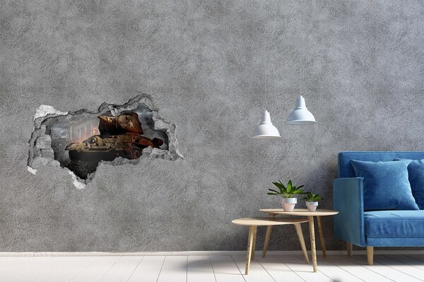 Fototapeta diera na stenu Tank v ruinách mesta