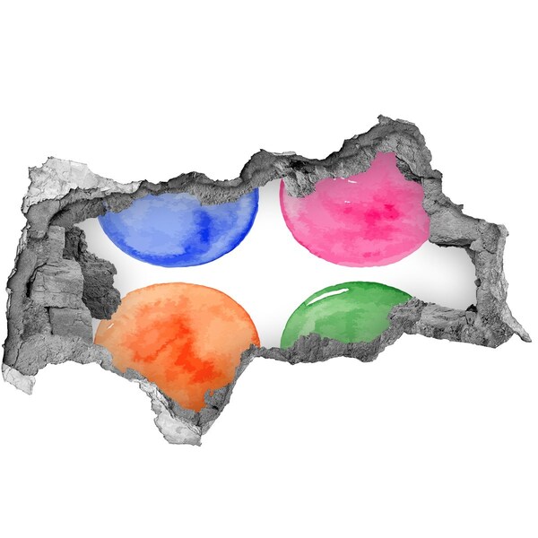 Fotoobraz diera na stenu Farebné gule v diere v stene