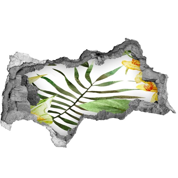 5D diera nálepka Zelená palma cez dieru v stene