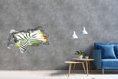 5D diera nálepka Zelená palma cez dieru v stene