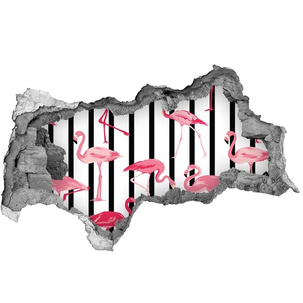 Diera 3D fototapeta nálepka Plameniaky na pruhovanom pozadí