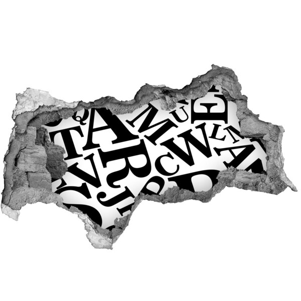 Fotoobraz diera na stenu Rozbité písmená na stene