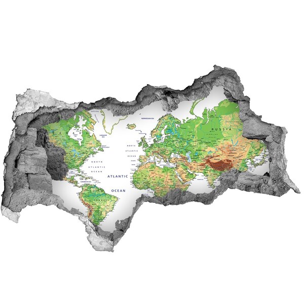 Samolepiaca diera na stenu Mapa sveta