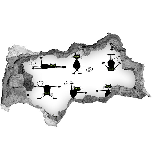 Diera 3D fototapeta nástenná Čierne mačky na bielom pozadí