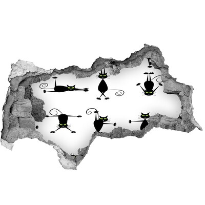 Diera 3D fototapeta nástenná Čierne mačky na bielom pozadí