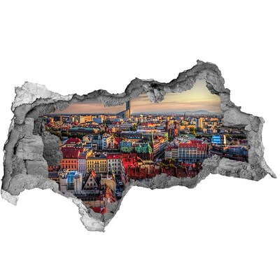 Fototapeta diera na stenu 3D Pohľad na mesto z vtáčej perspektívy