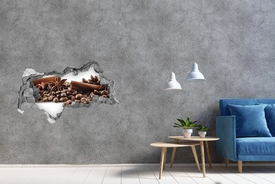 Nálepka diera na stenu Kávové zrná škorica