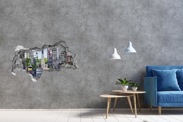Fototapeta diera na stenu 3D Ulica s pamätníkom