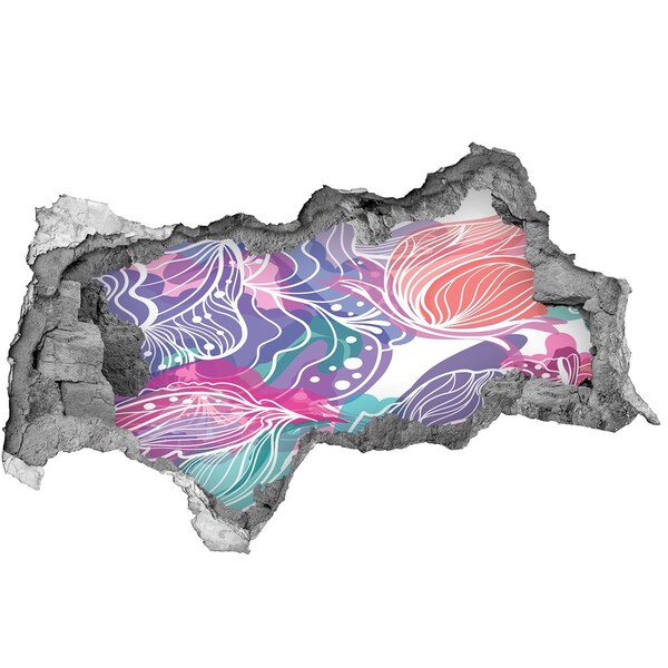 13D diera na stenu Diera v stene Kvetinové vzory