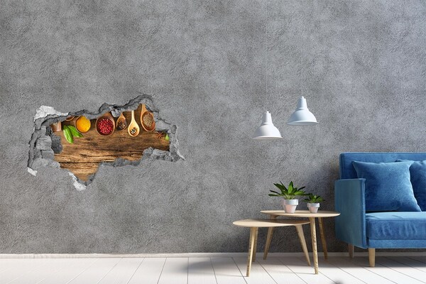 Samolepiaca nálepka Kuchynské korenie na drevenej doske