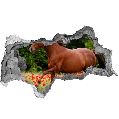 Diera 3D fototapeta nálepka Kôň v poli maku